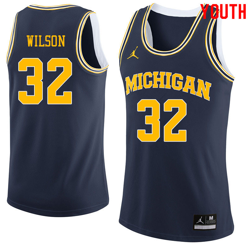 Jordan Brand Youth #32 Luke Wilson Michigan Wolverines College Basketball Jerseys Sale-Navy